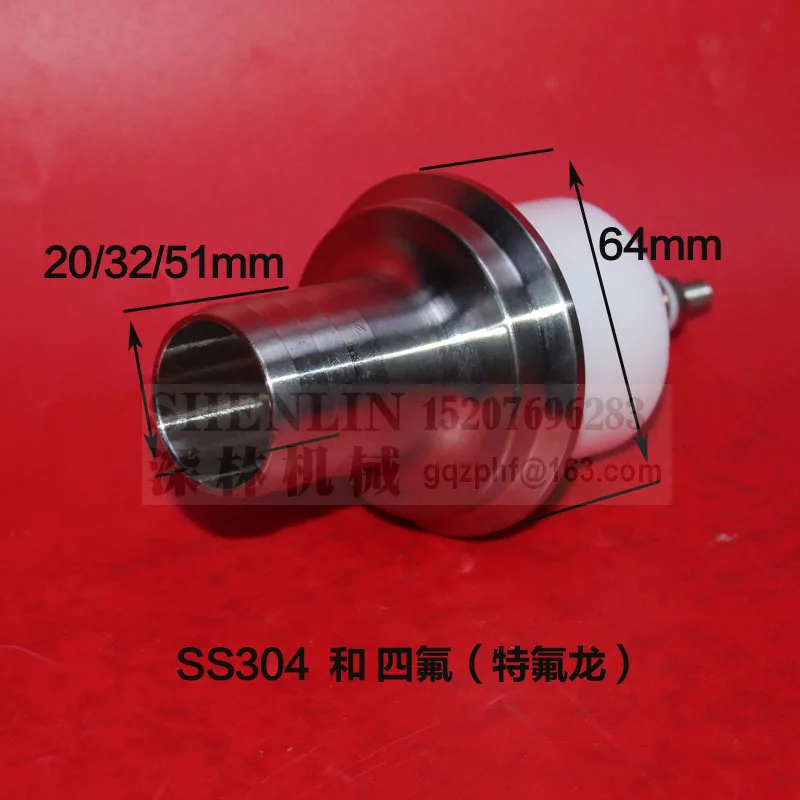 

Check valve and pipe connector to 20/32/51mm pipe filling machine spare part, 64mm flange SS304 and TEFE food safe purpose