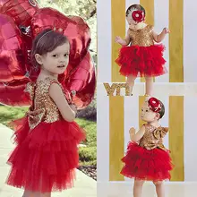 Baby Kids Flower Girl Sequins Dress Love Pattern Bow Tulle Tutu Party Formal Bridesmaid Dresses New Ruffles