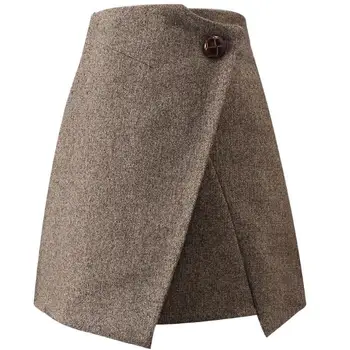 

Mini Skirt Wool A-line High Waist Ladies Work Skirts Women Winter woolen Skirt