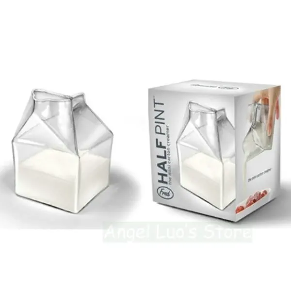 Novelty Half Pint Creamer Glass Milk Carton Glass Milk Cup Container