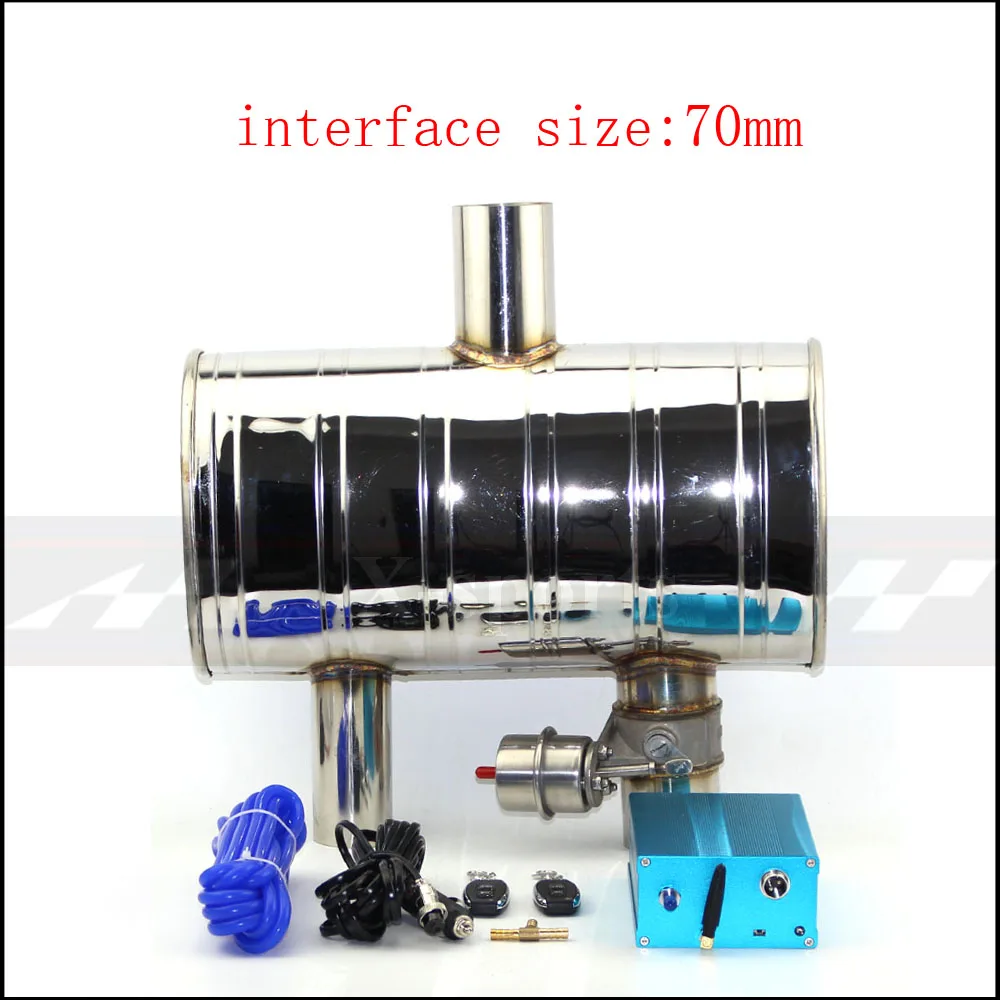 Автомобильный вакуумный насос выхлопной трубы, переменные глушители клапанов, дистанционное управление, нержавеющая сталь, универсальный ID 51 мм 63 мм 76 мм, средний 2 выхода - Цвет: Vacuum pump 70mm