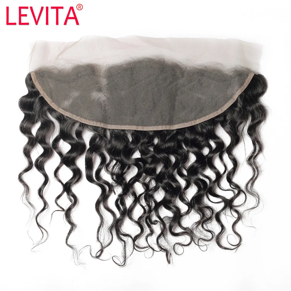 

LEVITA Brazilian Water Wave Frontal Closure 13*4 Medium Brown Lace Frontal Hair Remy Free Part Swiss Lace 10 12 14 16 18 20 Inch