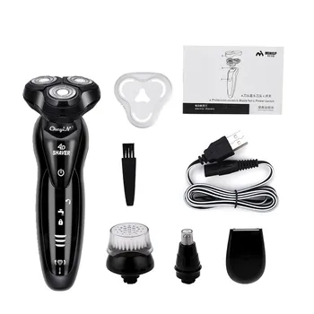 

4 In 1 Rechargeable Electric Nose Hair Trimmer Removal Clipper 4D Floating Triple Blade Razor Shaver Beard Trimmer Face Cleaner