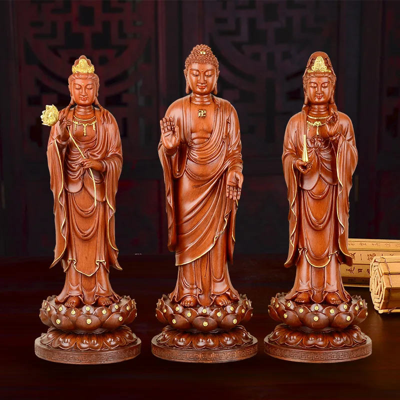 Западная статуэтка Будды Sansheng из смолы искусственная кожа Бодхисаттва