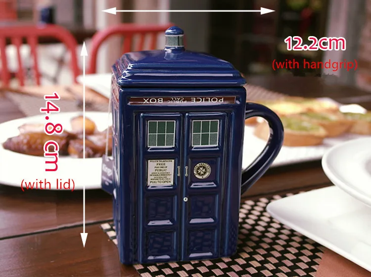 Doctor Who 17oz Tardis Figural керамическая скульптурная кофейная чайная кружка с крышкой, полицейская коробка, кружка для путешествий, новинка, подарки на день рождения