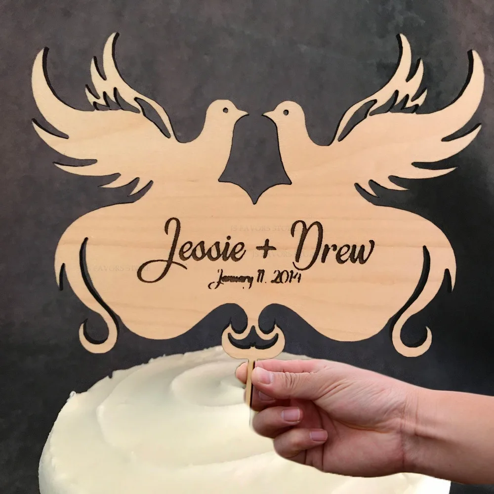 1 шт.; под заказ; время имя деревянный любовь голубь Для годовщины помолвки украшение для свадебного торта вставляющаяся карта