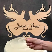 1 шт.; под заказ; время имя деревянный любовь голубь Для годовщины помолвки украшение для свадебного торта вставляющаяся карта