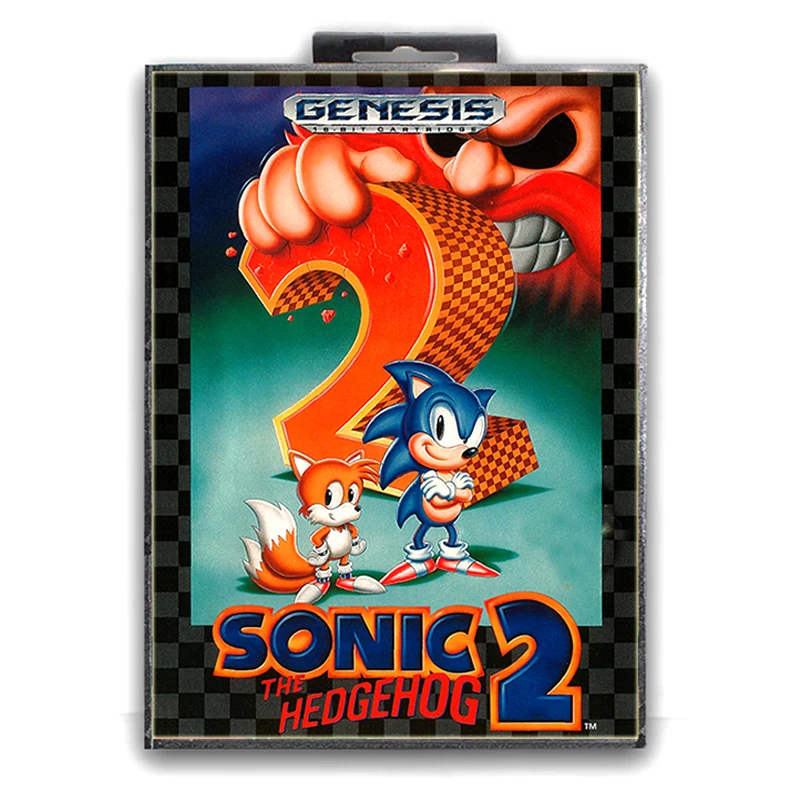 Sonic the Hedgehog 2 с коробкой для 16 битной игровой карты Sega MD Mega Drive видеоконсоли