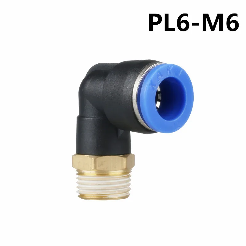 10PCS PL6 M6 Pneumatic Male Elbow Air Fitting , 6mm Tube M6 Thread Push