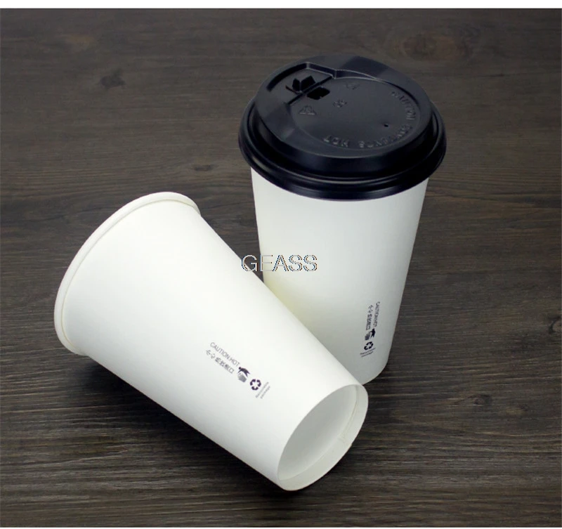 100 шт Одноразовая чашка для чая пакет кофе утолщаются горячий напиток белая бумажная чашка с крышкой соломы
