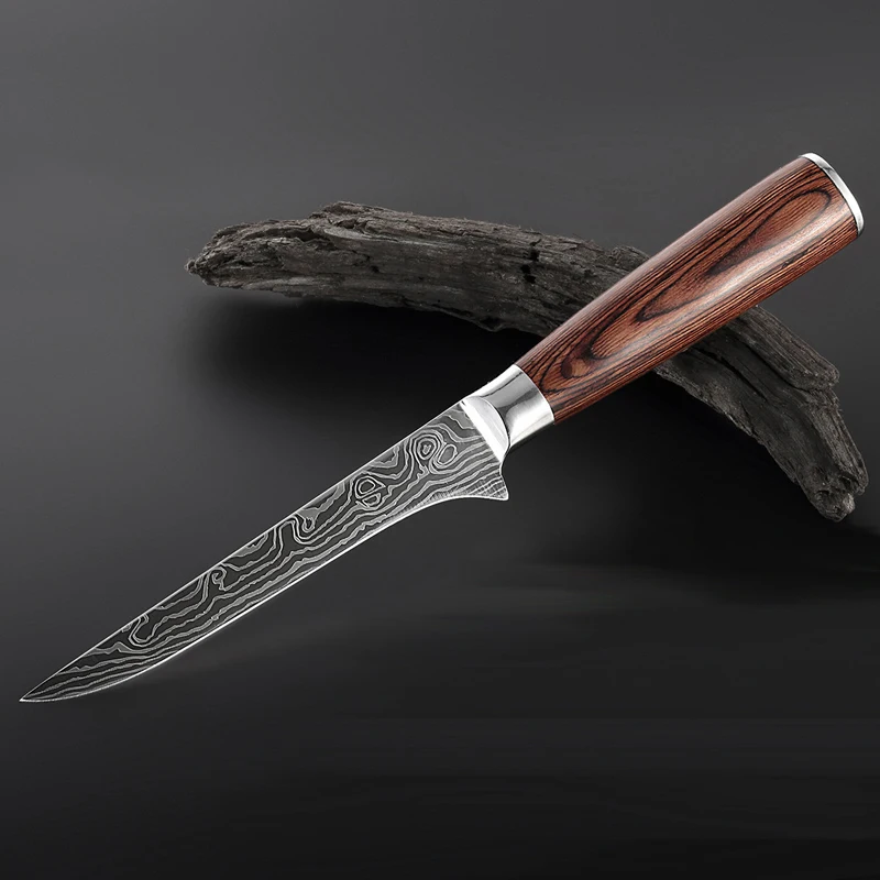 

5.5 "inch 5cr15mov boning knives utility Japanese Damascus pattern chef knife color wood handle Professional kitchen knife