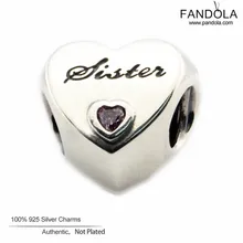 Стерлингового серебра 925 пробы, розовые CZ, бусины-сердечки для сестры, подходит для женщин, очаровательные браслеты, оригинальное серебро 925, ювелирные изделия, Berloque