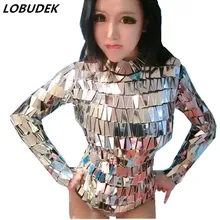 Леди для певицы для сцены зеркальный боди комбинезон одежда костюмы индивидуальное женское платье танцор звезды бар шоу вечерние ночной клуб