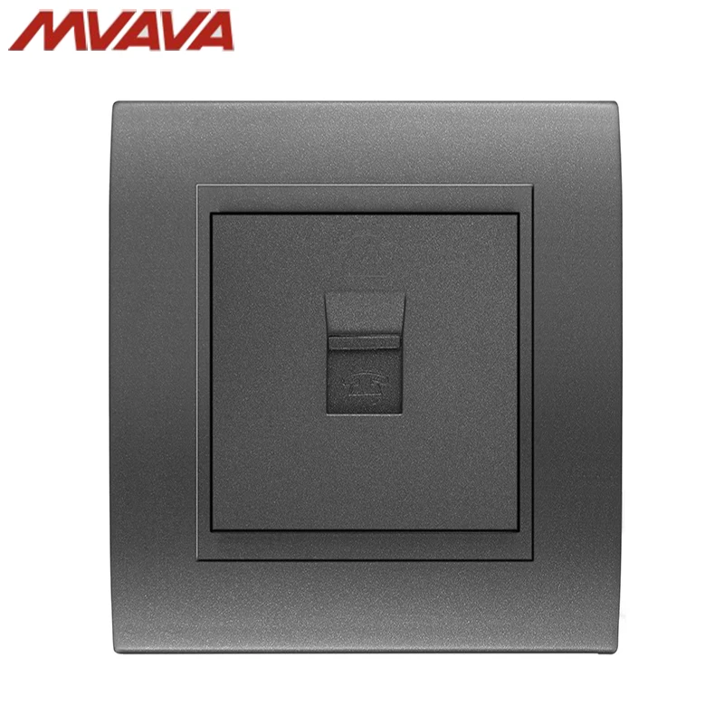 

MVAVA RJ11 TEL Outlet Telephone Jack Plug Port Wall Socket Wall Decorative Receptale Luxury Black PC Panel Socket Free Shipping
