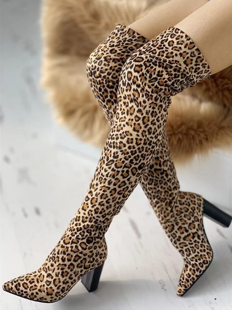 

LAPOLAKA 2019 big size 43 Pointed Toe Over The Knee Boots woman 8cm high heels Design chunky-heeled women's Shoes woman