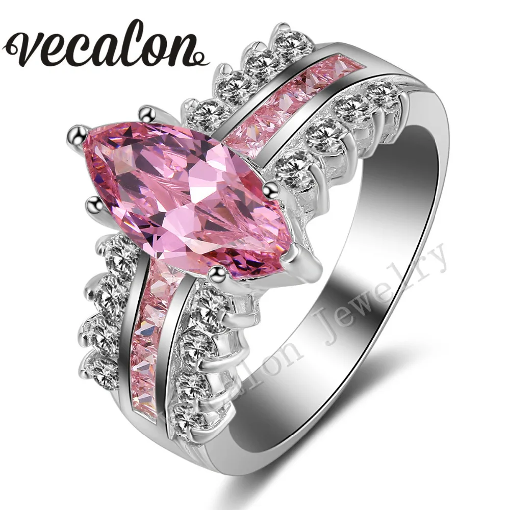 Женское Обручальное Кольцо Vecalon розовое обручальное кольцо из стерлингового