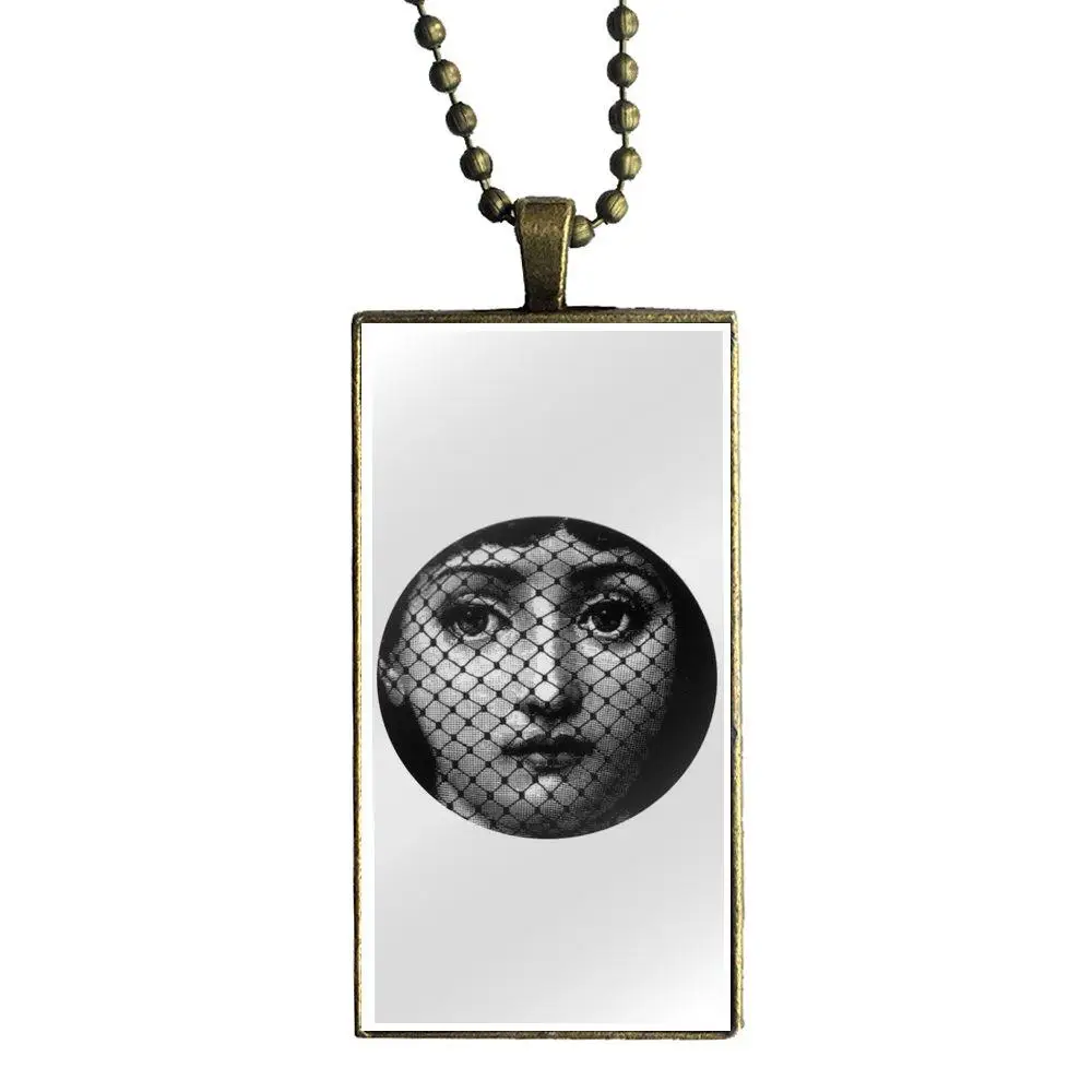 EJ glaze Fornasetti лицо для девочек ручной работы подарок стекло колье с кабошоном кулон