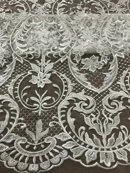 

popular style Jolin-51126 french net lace fabric new arrival tulle lace fabric with full beads high quality