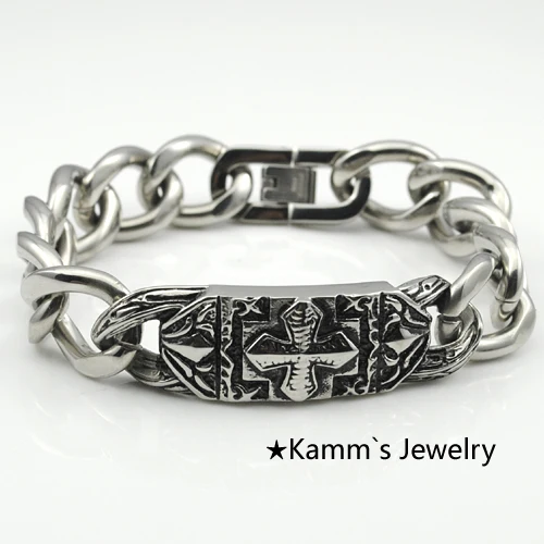 Cross Bracelet Mens Casting Silver Stainless Steel Id Bracelets Cross Bracelet Mens Casting Silver Stainless Steel Id Bracelets Heavy Cool For Man Biker