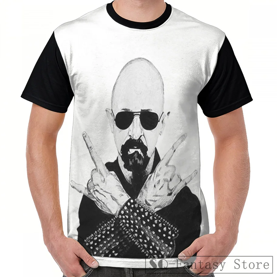 

Fashion Casual print men t shirt women tops tee Rob Halford Drawing Graphic T-Shirt men summer Short Sleeve cute tshirts
