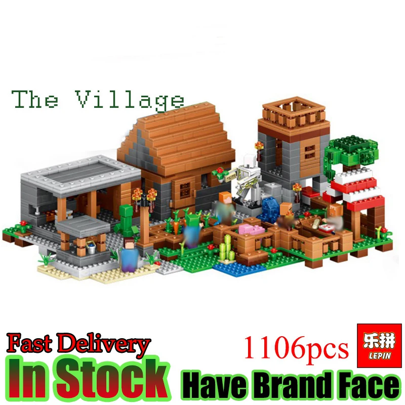 

Lepin Minecraft 1106pcs The Village My World Model kits action anime figures Building Blocks Bricks fun Toys For Children gifts