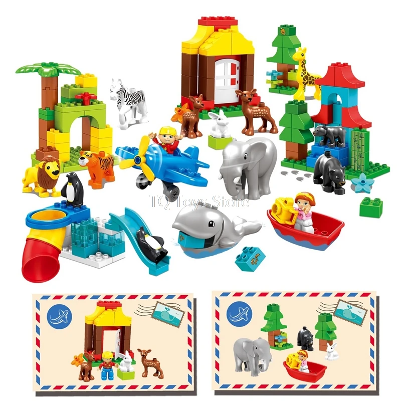 138 шт Джунгли животных строительный блок Diy Zoo лесной Набор кубиков Slideway игрушки для детей совместим с Duplo подарок