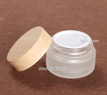 

20g/20ml White colour Frosted empty cosmetic cream jar bottle cream bottle cap/Wood cap/cosmetics Bottle glass 100pcs/lot