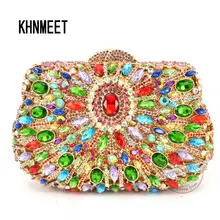 Роскошный Алмаз Золото Вечерний Клатч партия Кошелек Pochette конфеты горный хрусталь день клатчи вечерние кошелек красочные сумки SC307