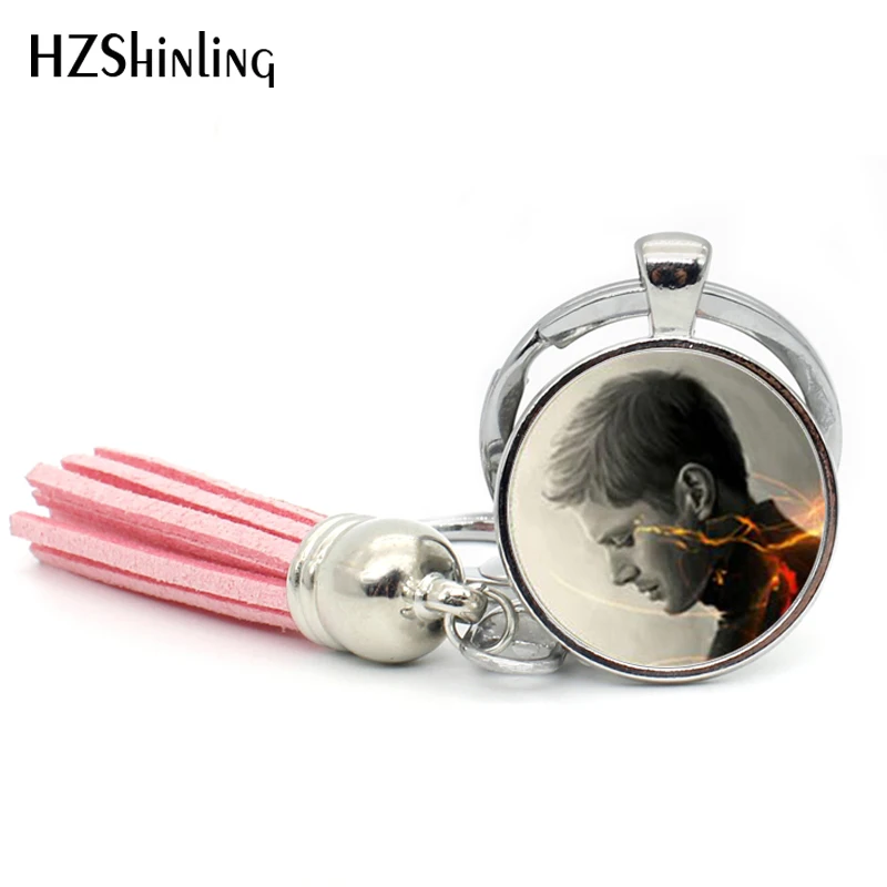 

2017 Fashion Supernatural Dean Keyring Devils Trap Keychain Glass Cabochon Key chain Tassel Keychains Gifts For Men