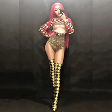 Для женщин сексуальный комбинезон Короткое пальто 3D печати вечерние для ночного клуба Вечерние боди этап одежда певец танцор костюмы модные 3 шт