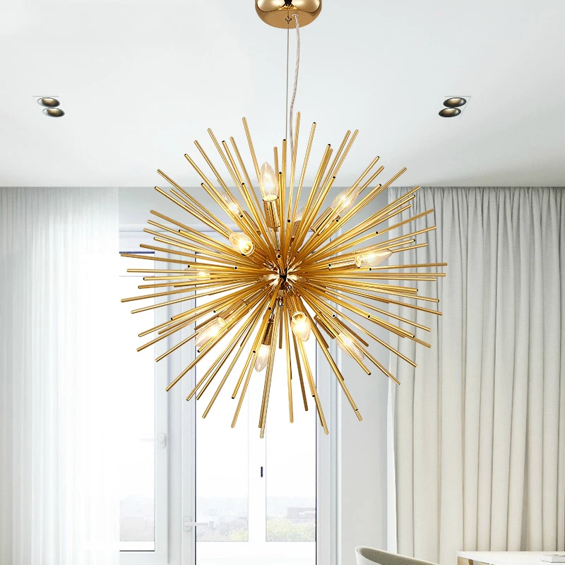 Modern Hedgehog Gold Pendant Light Restaurant Hanging Indoor Light Contemporary Suspension Pendant Lamp Living Room Villa Pendant Lighting Fixture (29)