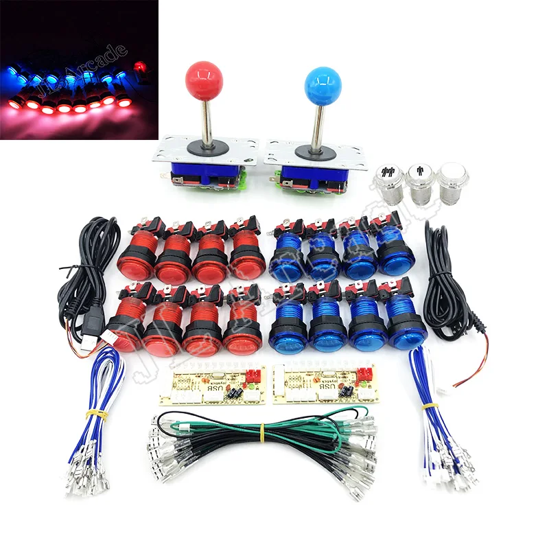 

Zero Delay Arcade cabinet DIY kit for 5V led push button ZIPPY Joystick 1 & 2 player COIN START button USB to PC /Raspberry Pi