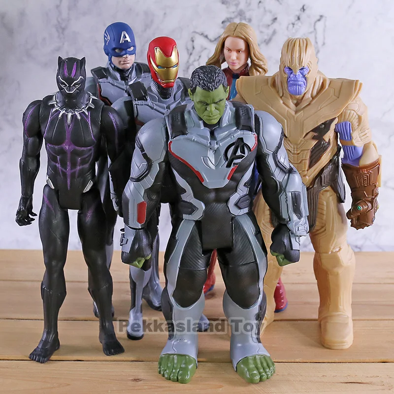 

the Avengers Endgame Captain Marvel quantum Battle suit Team Hulk iron Man Black Panther Thanos Action Figure Model Toys