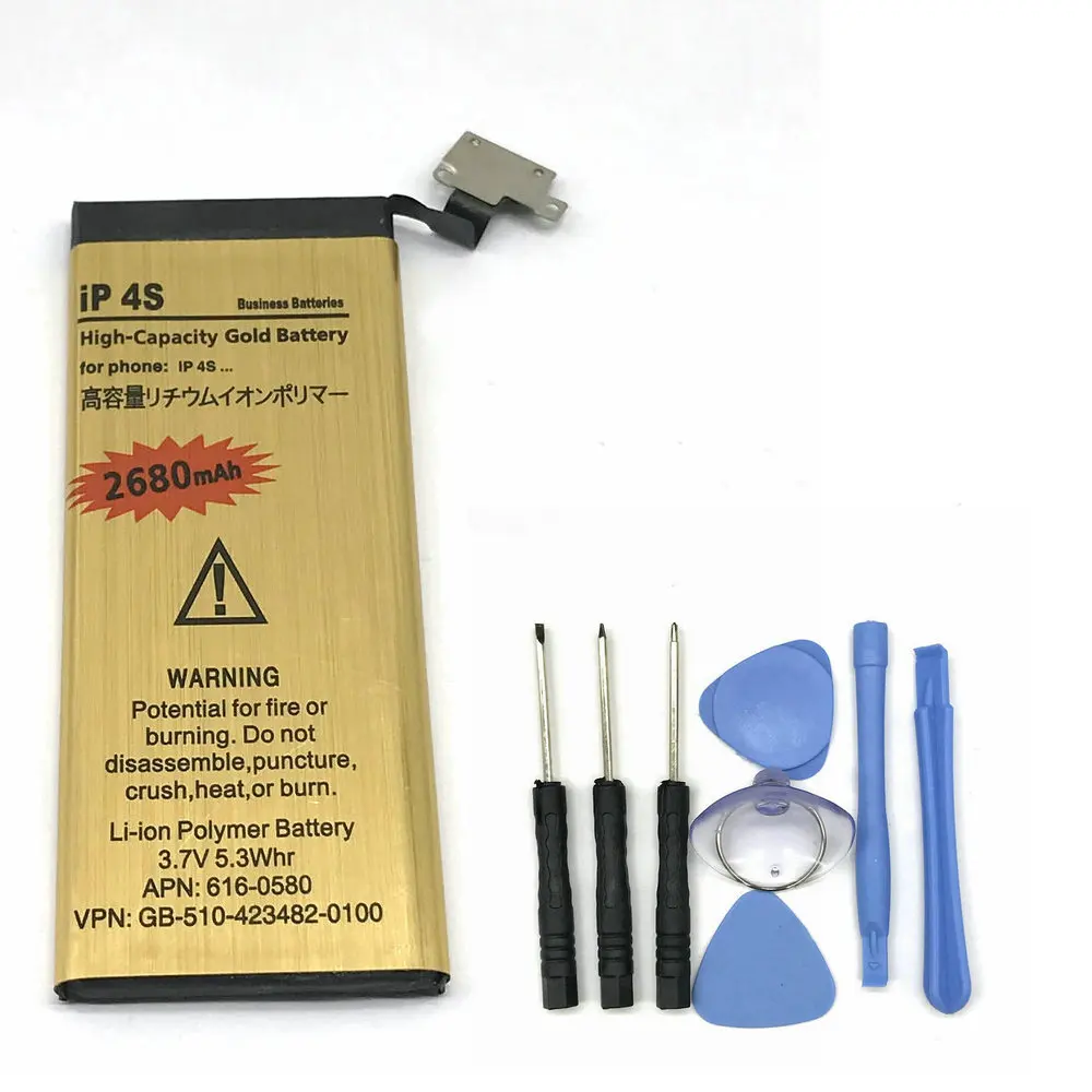 

1PCS 3.7V 2680mAh Battery +Screwdriver Tools for Apple iPhone 4S mobile phone + Tracking number