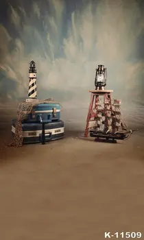 

Children Backdrops Photography Vinyl Background For Photo Studio Travel Bag And Pirate Ship Baby