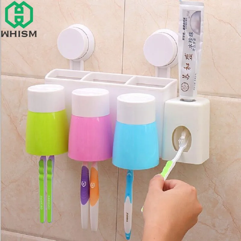 WHISM Wall Suction Toothbrush Holder Wall Toothbrush Holder Tumbler Set