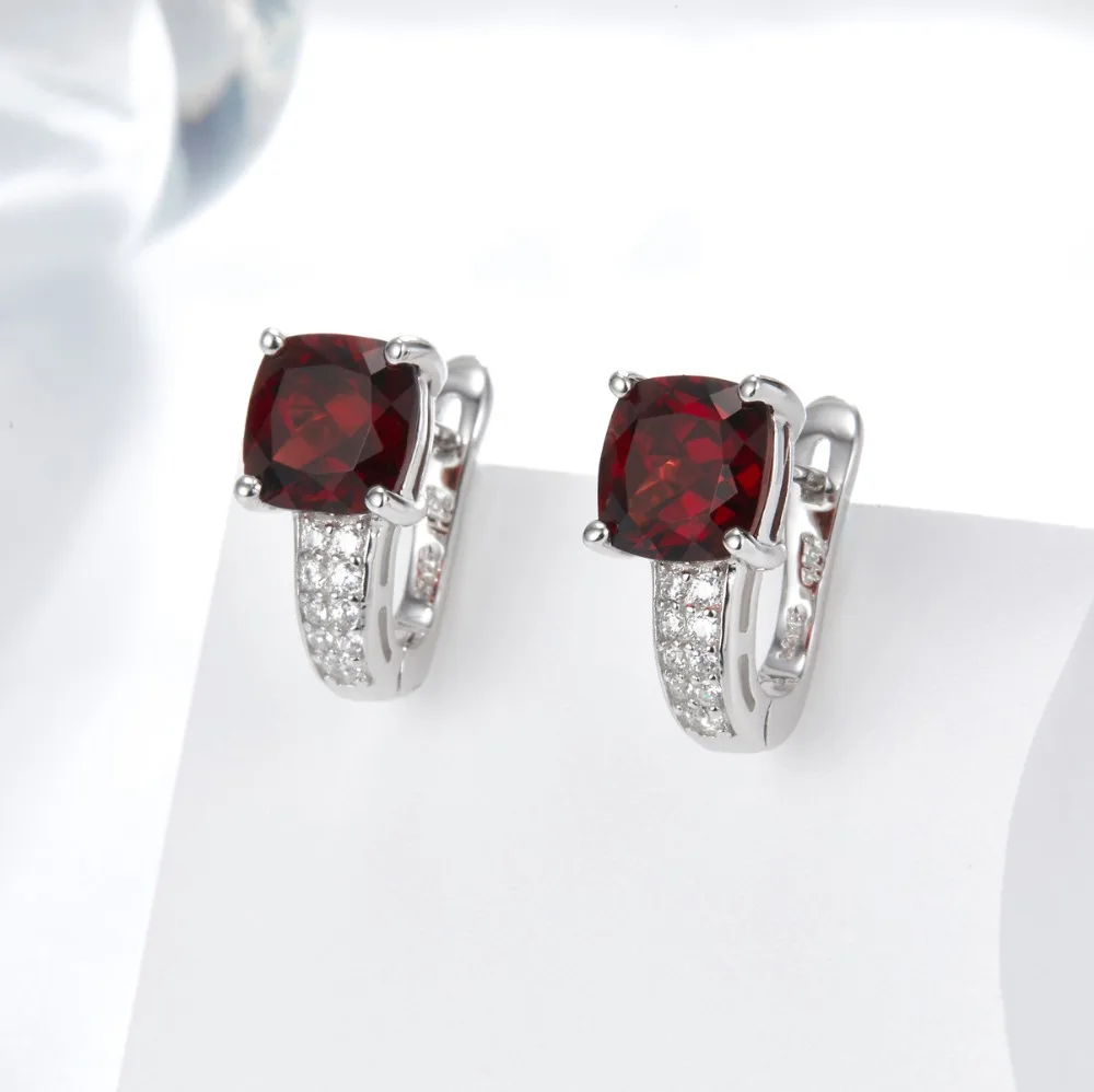 Серьги клипсы Hutang из серебра 925 пробы с натуральным гранатом|Серьги-клипсы| |