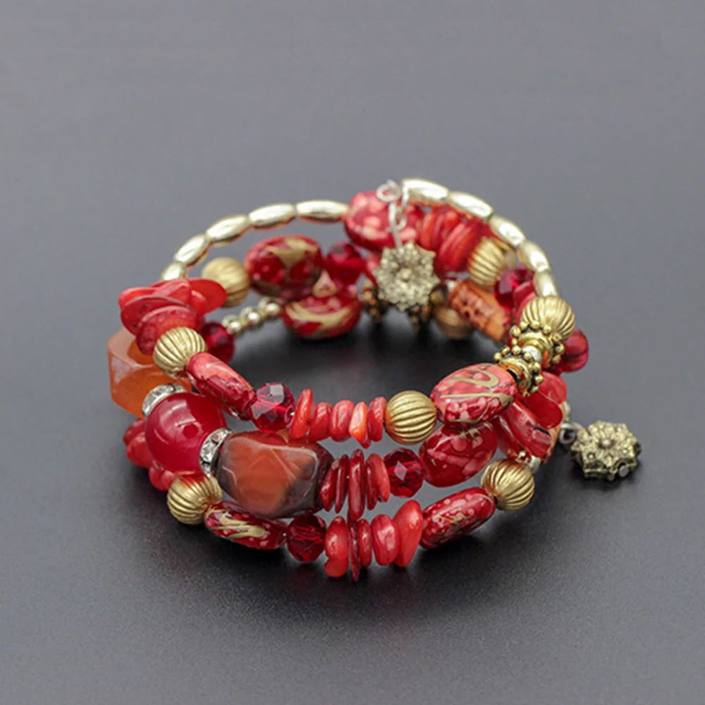##BUY Boho Multilayer Beads Charm Bracelets for Women Vintage Resin Stone Bracelets amp; Bangles Ethnic Jewelry pulseira