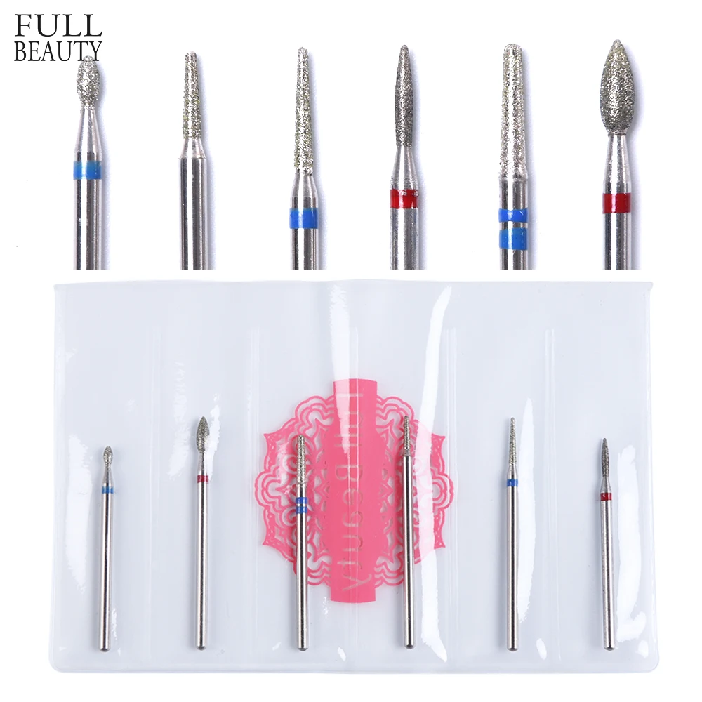 

6 Type Diamond Nail Manicure Drill Burr Milling Cutter 3/32" Nail Drill Bit Set for Pedicure Tool Accessories CHMix6-JG#2