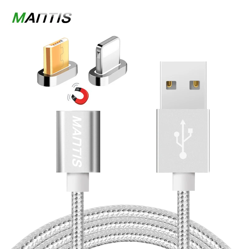 

MANTIS 2 in 1 Magnetic Cable for iPhone Micro USB 1M Nylon Charger Cable Sync Charging Mobile Phone Cables for Samsung iPad