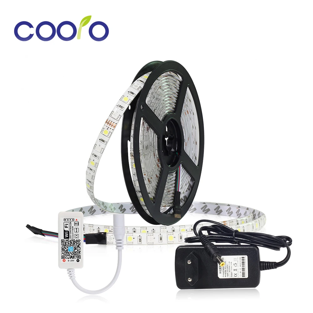 

5050 RGB RGBW/WW LED Strip Flexible Light 5m/lot+WIFI Controller+3A Power Adapter Waterproof/Non-waterproof
