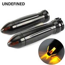 Черный CNC ручки на руль мотоцикла Руль светодиодный указатель поворота бар конец для Harley Touring Electra Glide Fatboy 1996- Up