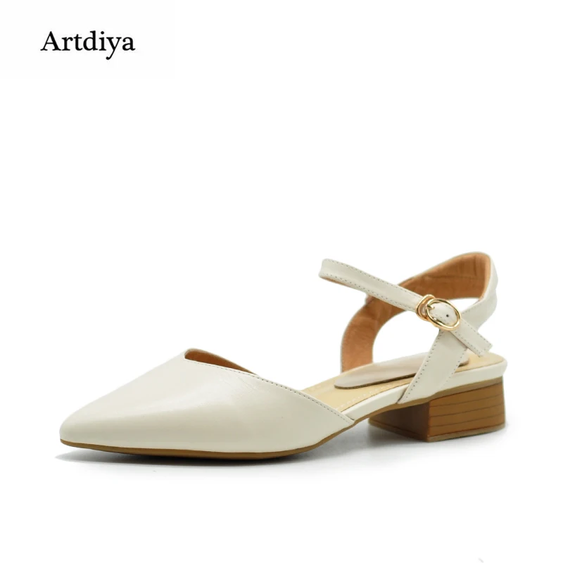 

Artdiya Original New Fashion Pointed Toe Women Sandals Summer Genuine Leather Handmade Buckle Shoes CC03-1