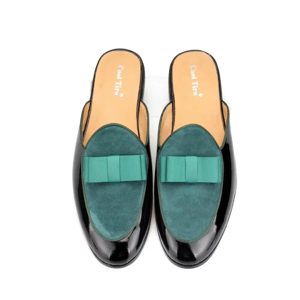 Green Suede Mules Slippers Bow (5)