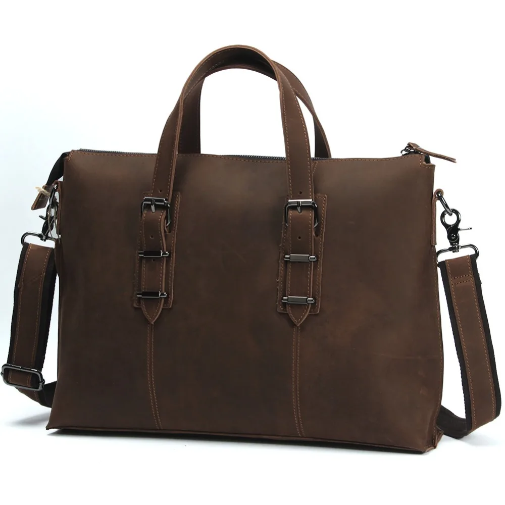 Men's executive briefcase genuine leather laptop portfolio male