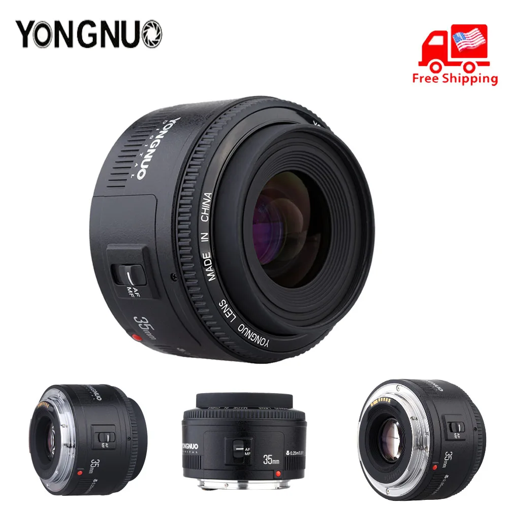 Объектив Yongnuo 35 мм YN35mm F2.0 широкоугольный фиксированный Автофокус DLSR объектив камеры для Canon EF 600d 60d 5DII 5D 500D 400D 600 650D