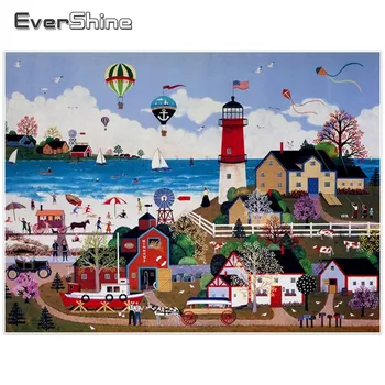 

EverShine 5D DIY Diamond Painting Cross Stitch Landscape Pictures Full Drill Square Diamond Embroidery Cartoon Wall Decor