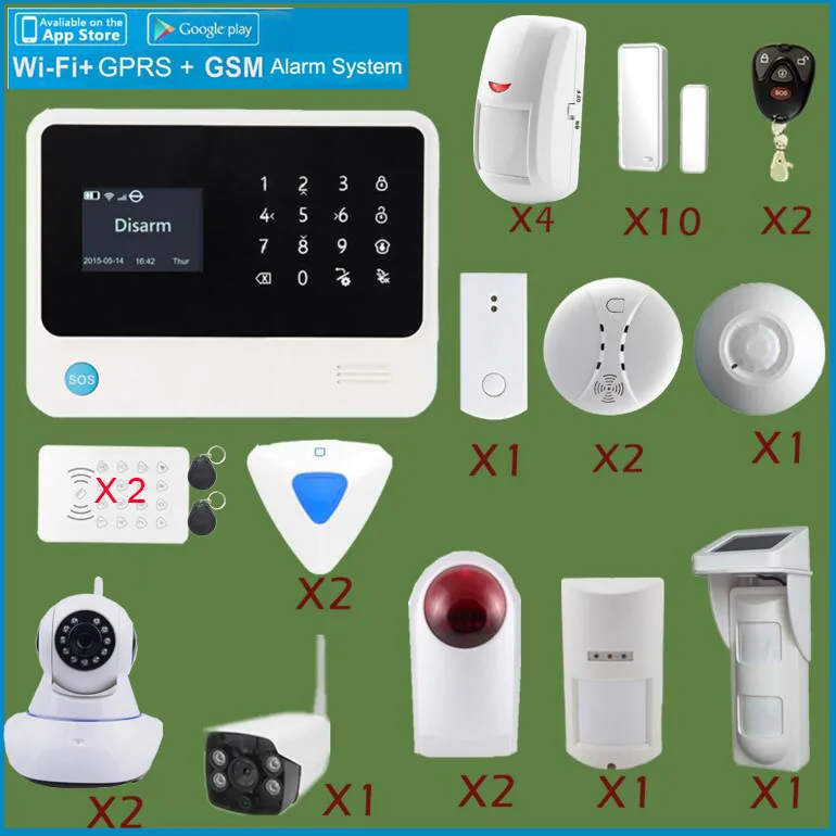 

Smart IOS&Android app controlled home GSM alarm system G90B Wifi alarm system with surveillance IP camera,outdoor motion sensor