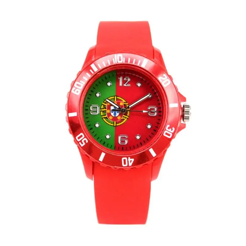 Football Style Women Men Watch Unisex Silicone Band Fashion Sports Flags Quartz Watches Wristwatch