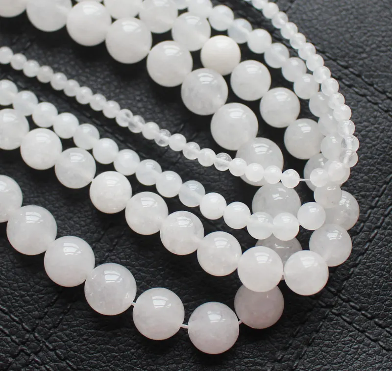 Smooth 4 14mm Clear White Jades Round DIY Jewelry Making Loose Beads 15